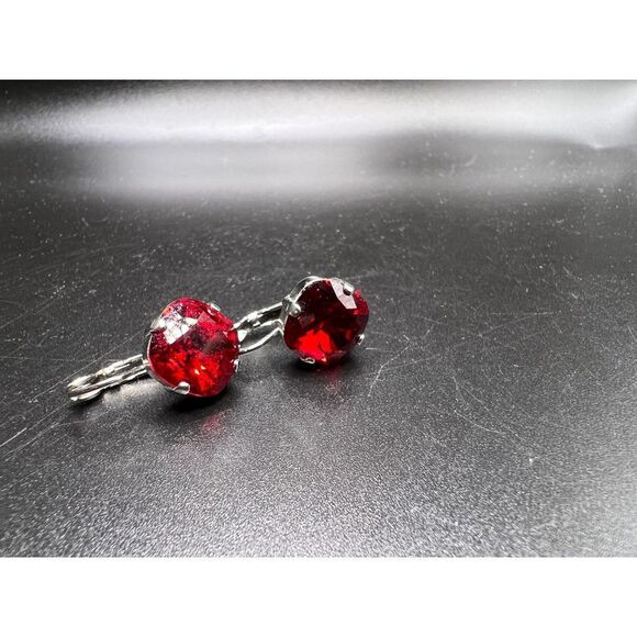 Red Gem Dangle Earrings - Picture 2 of 4